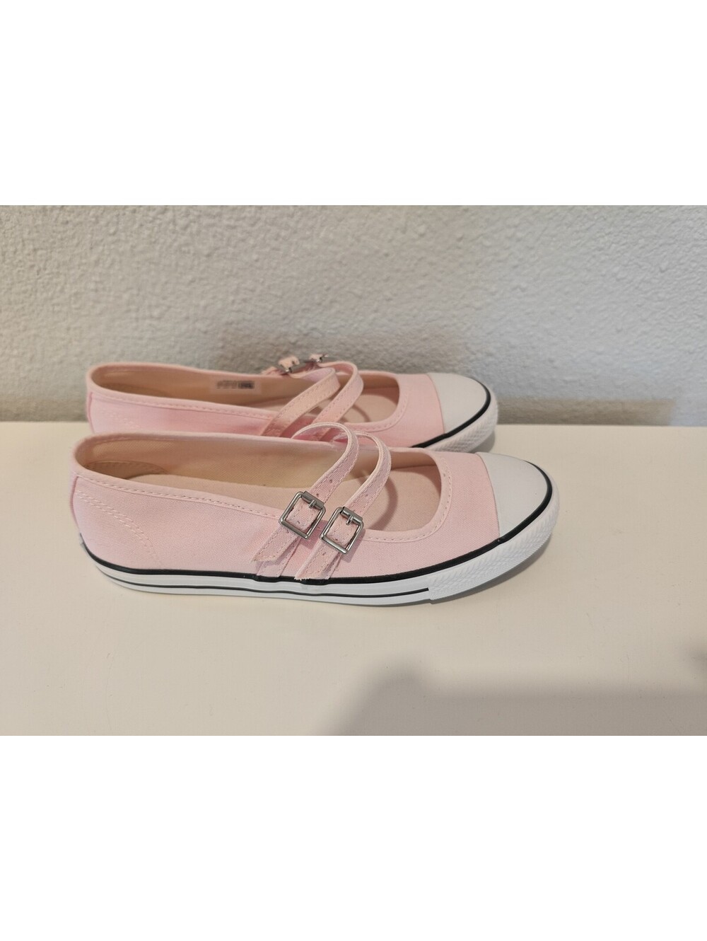 Converse Women's Pink Canvas Double Strap Mary Jane Sneakers